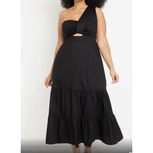 Eloquii Black One-Shoulder Maxi Dress